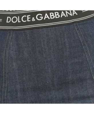 Women's Blue Denim /mesh Pencil Skirt