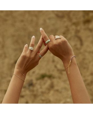 Adjustable Multi Pastel Color Enamel Sterling Silver Signet Ring