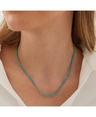 Women's Handmade Rope Braided Sterling Silver Beaded Chain Necklace