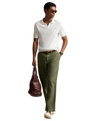 Men's Rib-Knit Cotton Johnny Collar Sweater