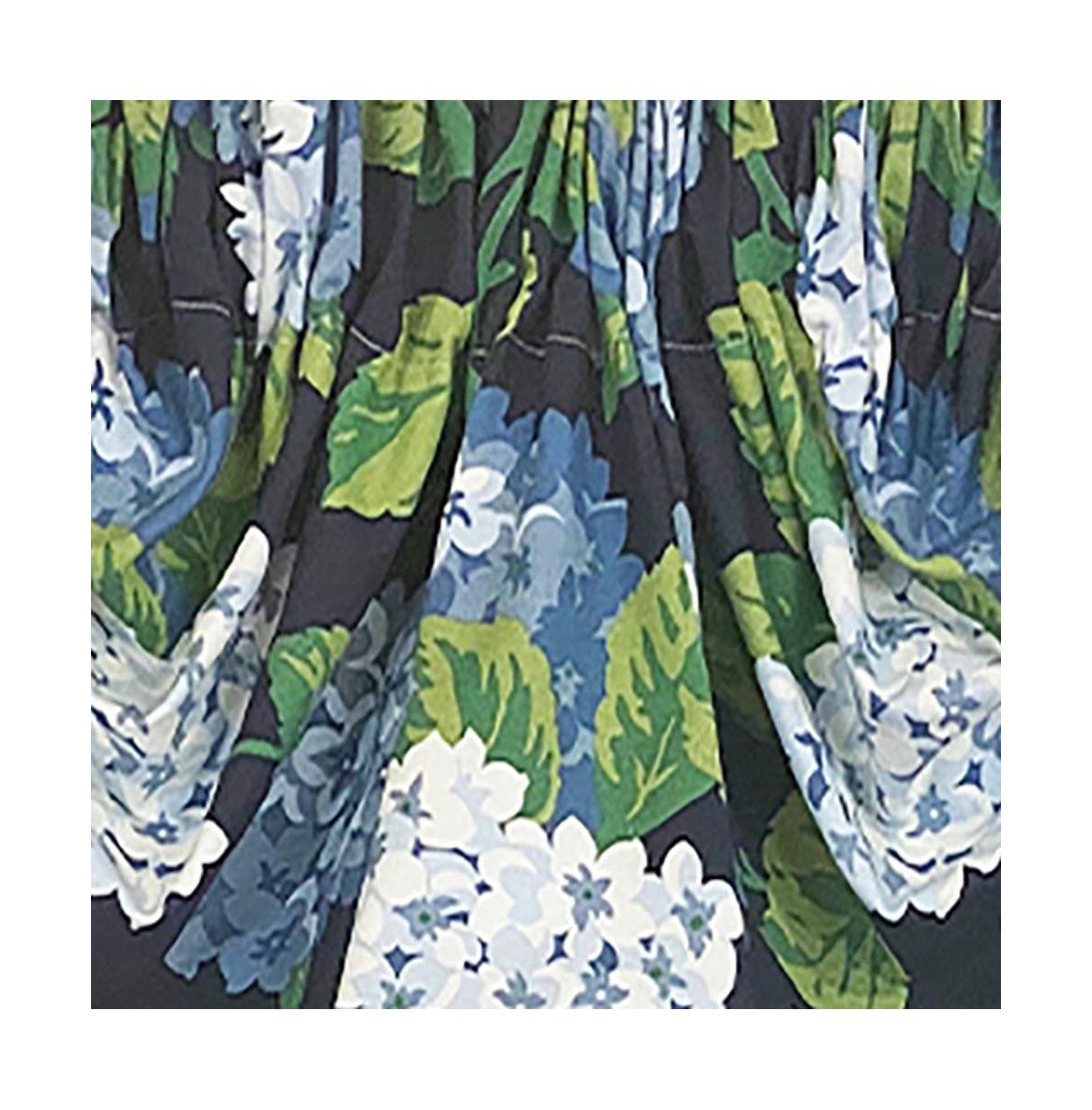 Rlf Home Hydrangea Empire Valance Navy 2-Scoop. 54"W X 25"L For windows up to 48"W