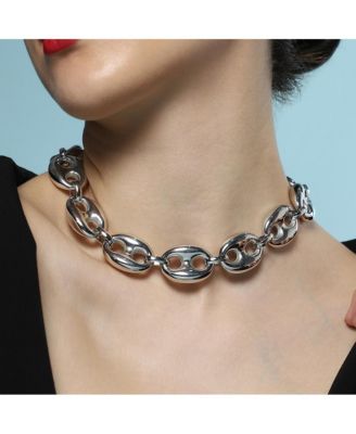 Women's The Chunky Coffee-Bean Chain Necklace - Chrome Silver