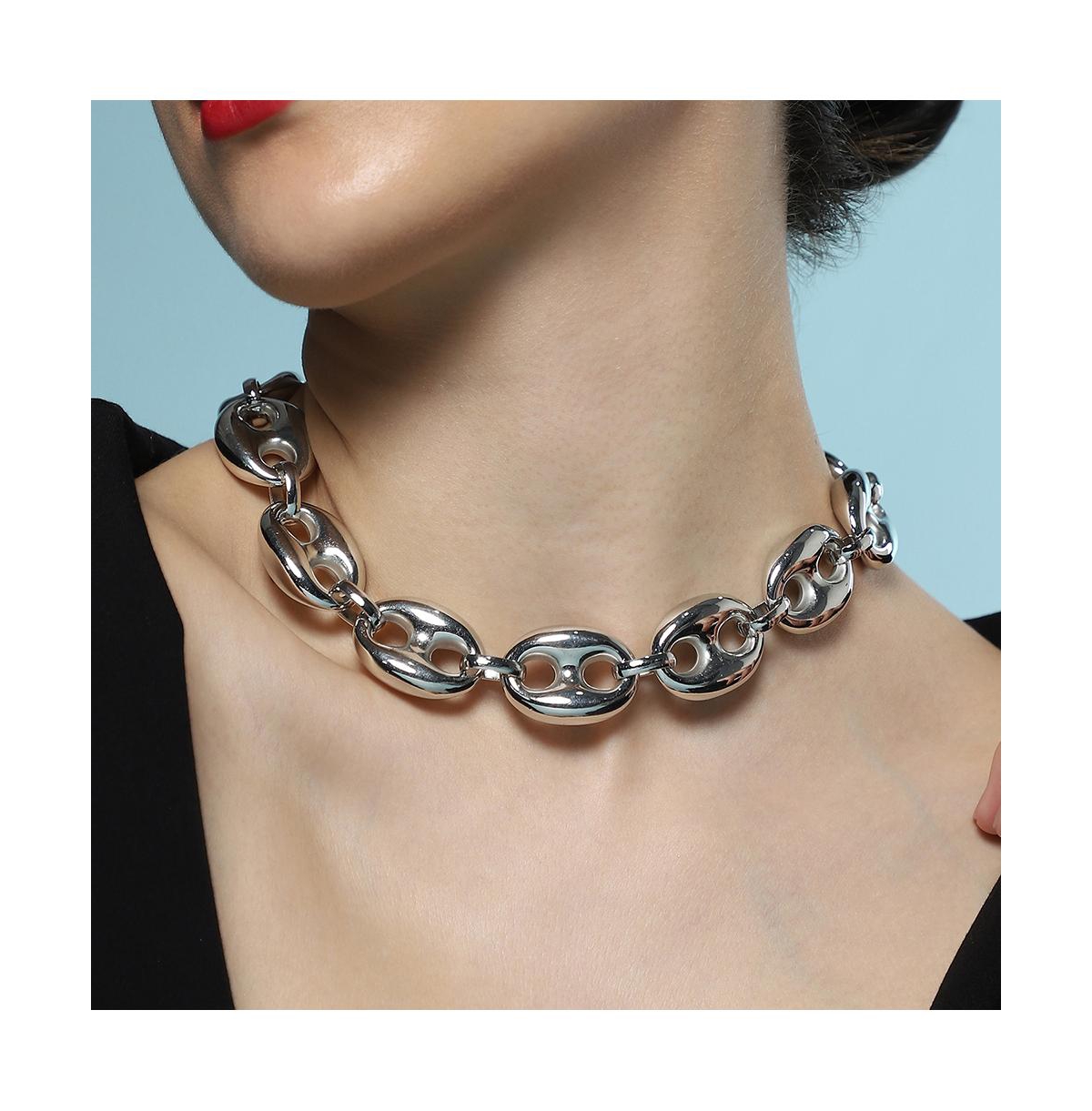 Women's The Chunky Coffee-Bean Chain Necklace - Chrome Silver