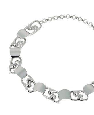 Women's The SwirlBlock-Link Chain Necklace - Metallic Silver