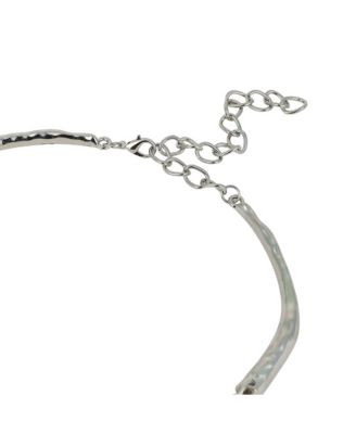 Women's The Hammered-Horn Collar Necklace - Chrome Silver