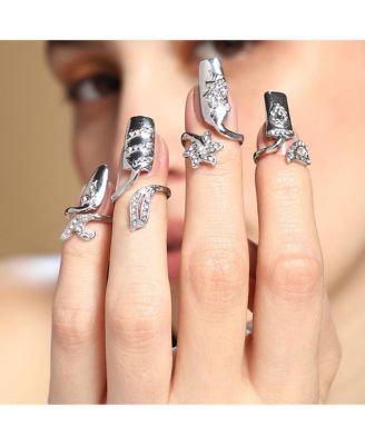 Women's The Botanic Nail Rings - Metallic Silver (Set Of 4)