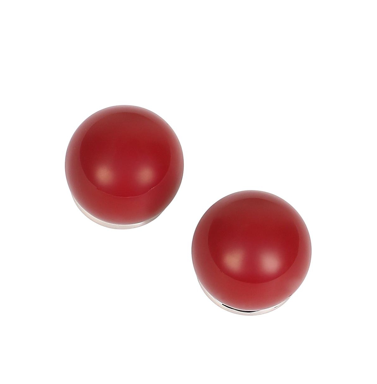 Women's The Chunky-Jacqueline Stud Earrings - Cherry Red & Metallic Silver