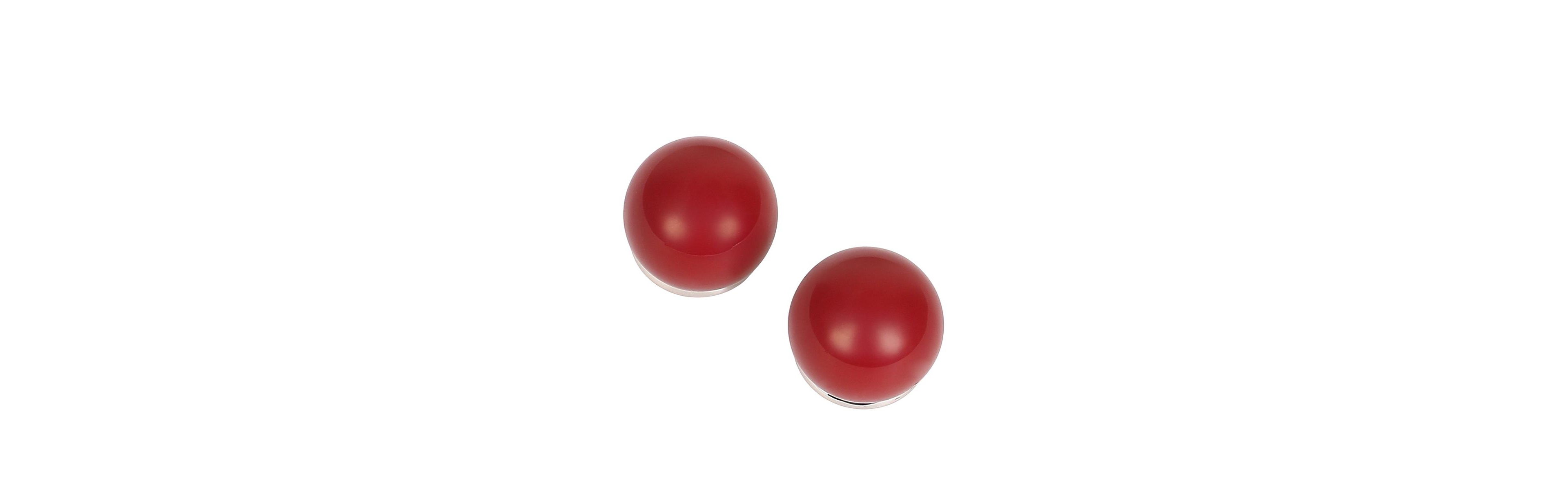 Sohi Cherry Red & Metallic Silver Chunky Jacqueline Stud Earrings