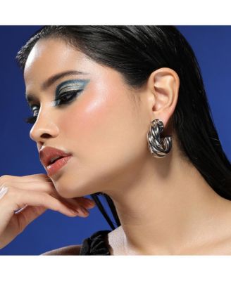 Women's The Chunky-Twist Half-Hoop Earrings - Metallic Silver