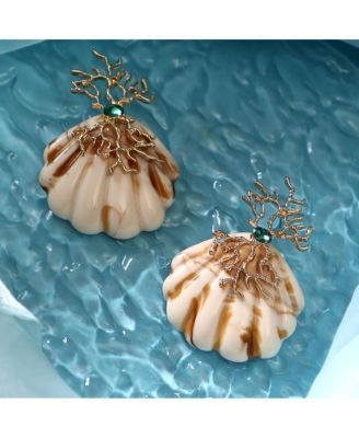 Women's The Veined-Conchiglia Drop Earrings - California Gold