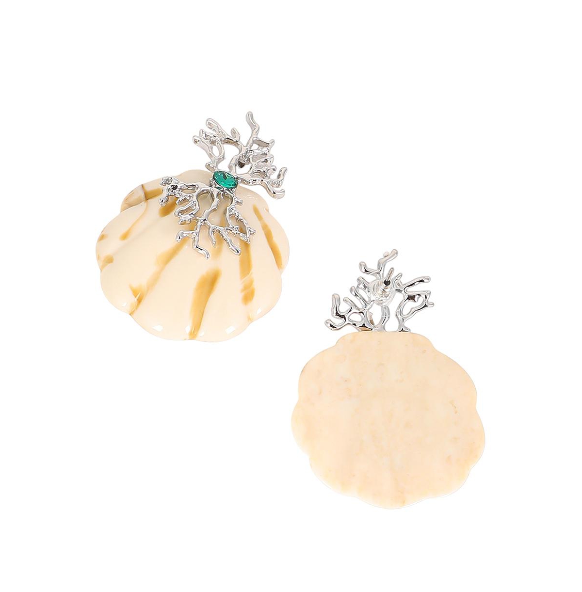 Women's The Veined-Conchiglia Drop Earrings - Metallic Silver