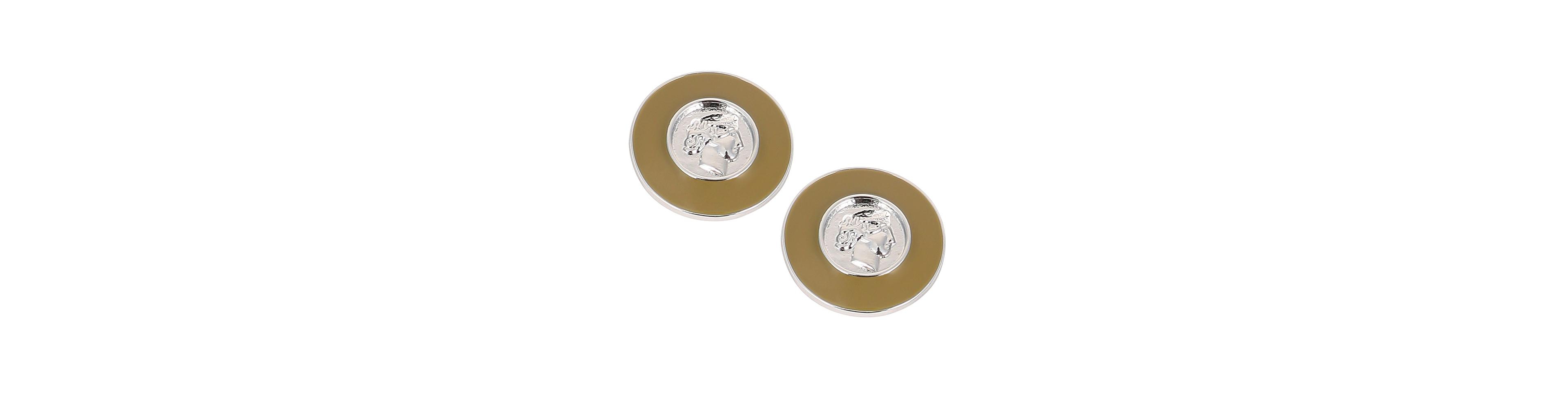 Sohi Silver Enamel-Coin Stud Earrings