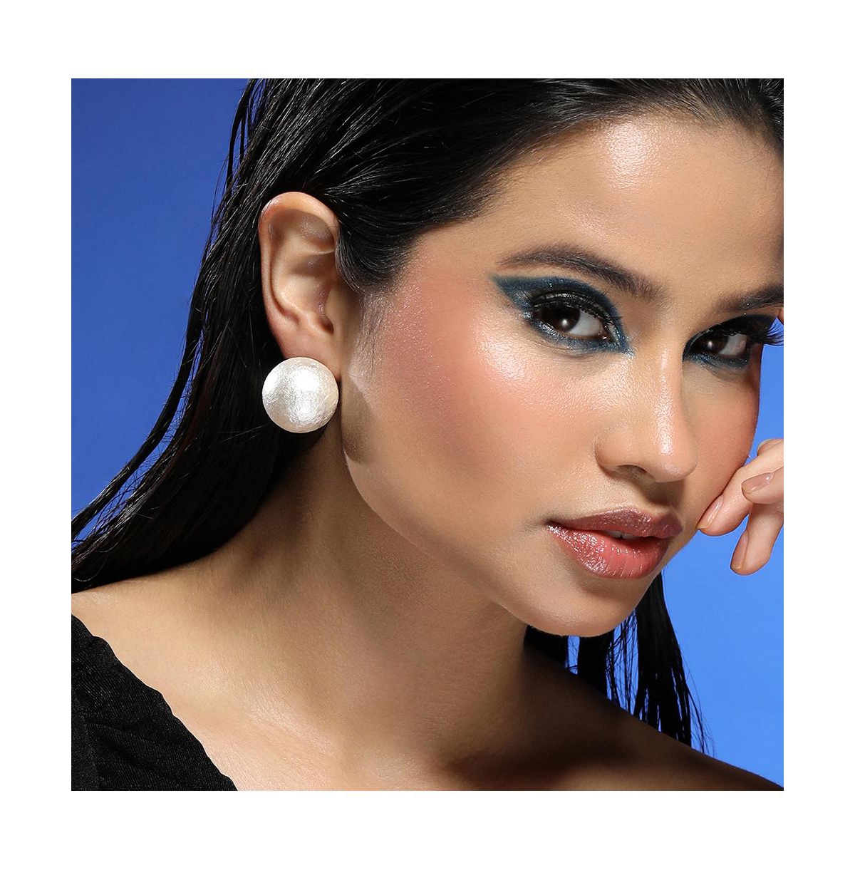 Women's The Celestrial-Orb Stud Earrings - Ivory White & California Gold