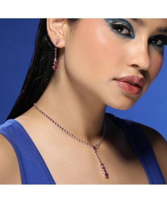 Women's The Dainty-Bling Jewellery Set - Ruby Pink