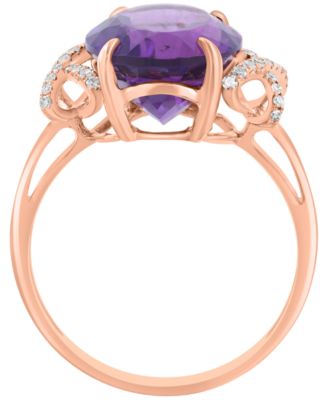 Diamond (1/8 ct. t.w.) & Amethyst (4-5/8 ct. t.w.) Ring in 14k Rose Gold