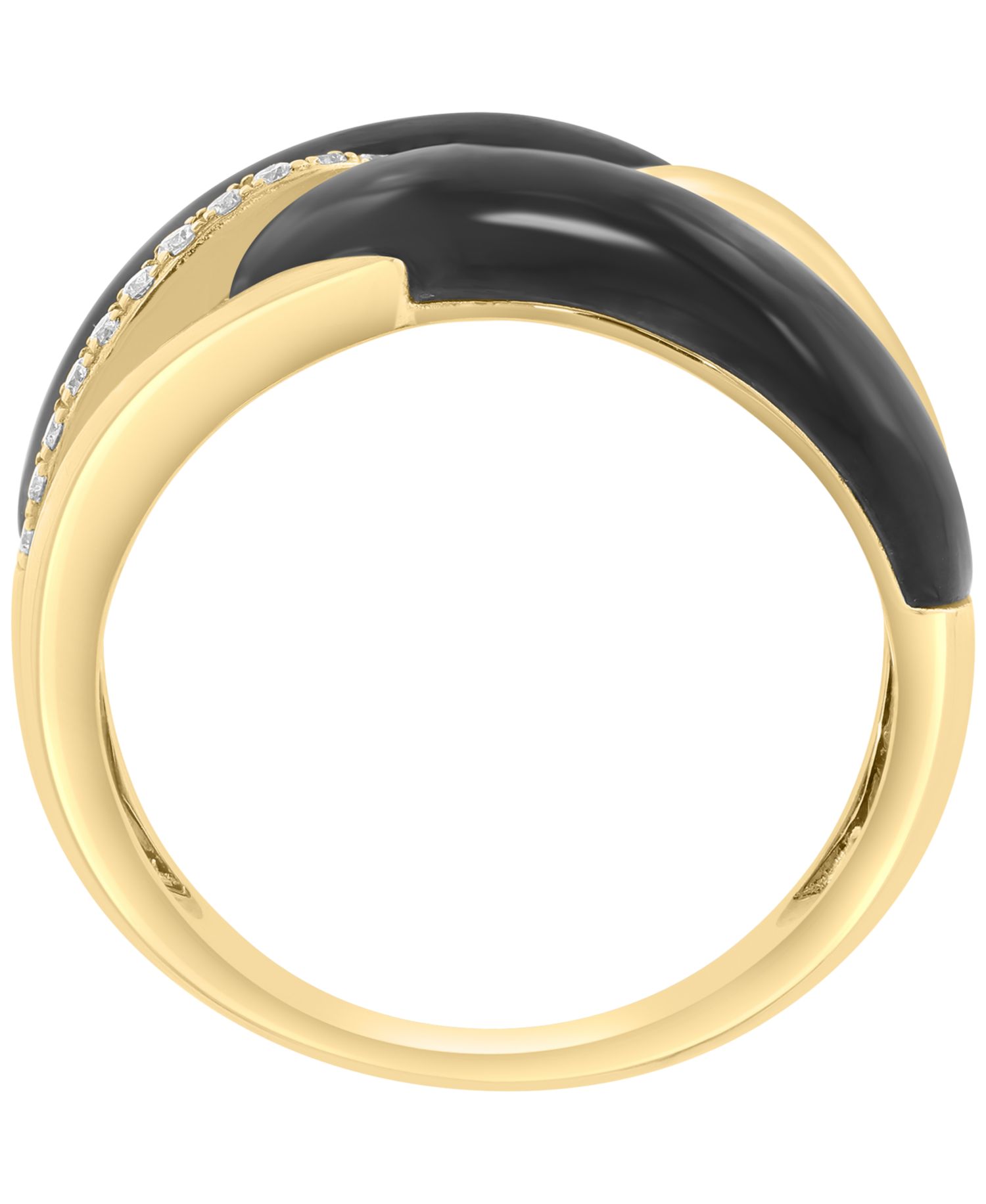 Diamond (1/8 ct. t.w.), Tigers Eye (1-7/8 ct. t.w.) & Onyx Ring in 14k Yellow Gold