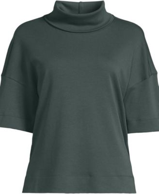 Plus Size Elbow Sleeve Supima Cotton Relaxed Turtleneck