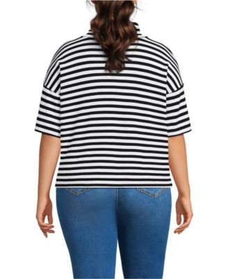 Plus Size Elbow Sleeve Supima Cotton Relaxed Turtleneck