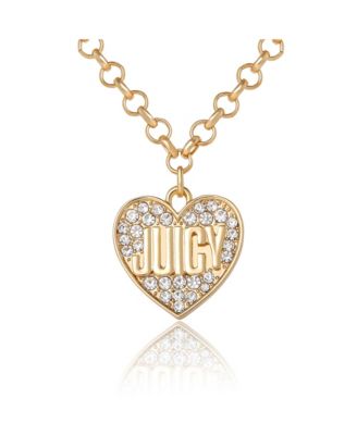 Logo in Heart Pave Necklace - tone