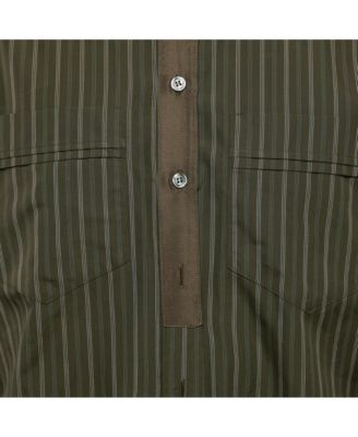 Men's Pre-Owned D&g Khaki Green Striped Cotton Slim Fit Shirt