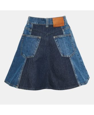 Women's Blue Denim Dual Tone Pleated Mini Skirt