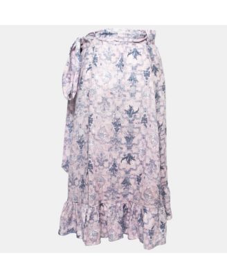 Women's Etoile Pink Printed Linen Tempster Wrap Skirt