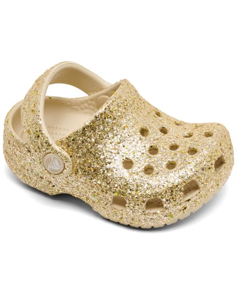 Сабо Crocs Chunky Glitter Classic Clogs для девочек-малышей, цвет: Песчаниковый