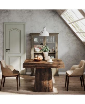 Square Dining Table for 4, 31.5-Inch Small Kitchen Table with Sturdy Pedestal Base, Farmhouse Dinner Table