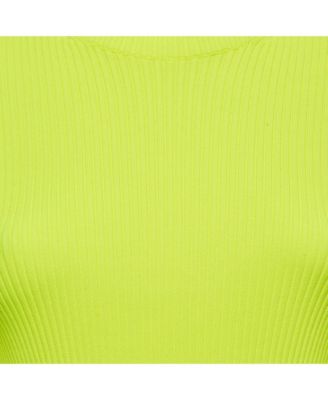 Women's Fluorescent Green Rib Knit Sweater