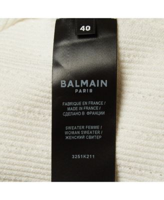 Women's White Rib Knit Structured Shoulders Turtleneck Sweater