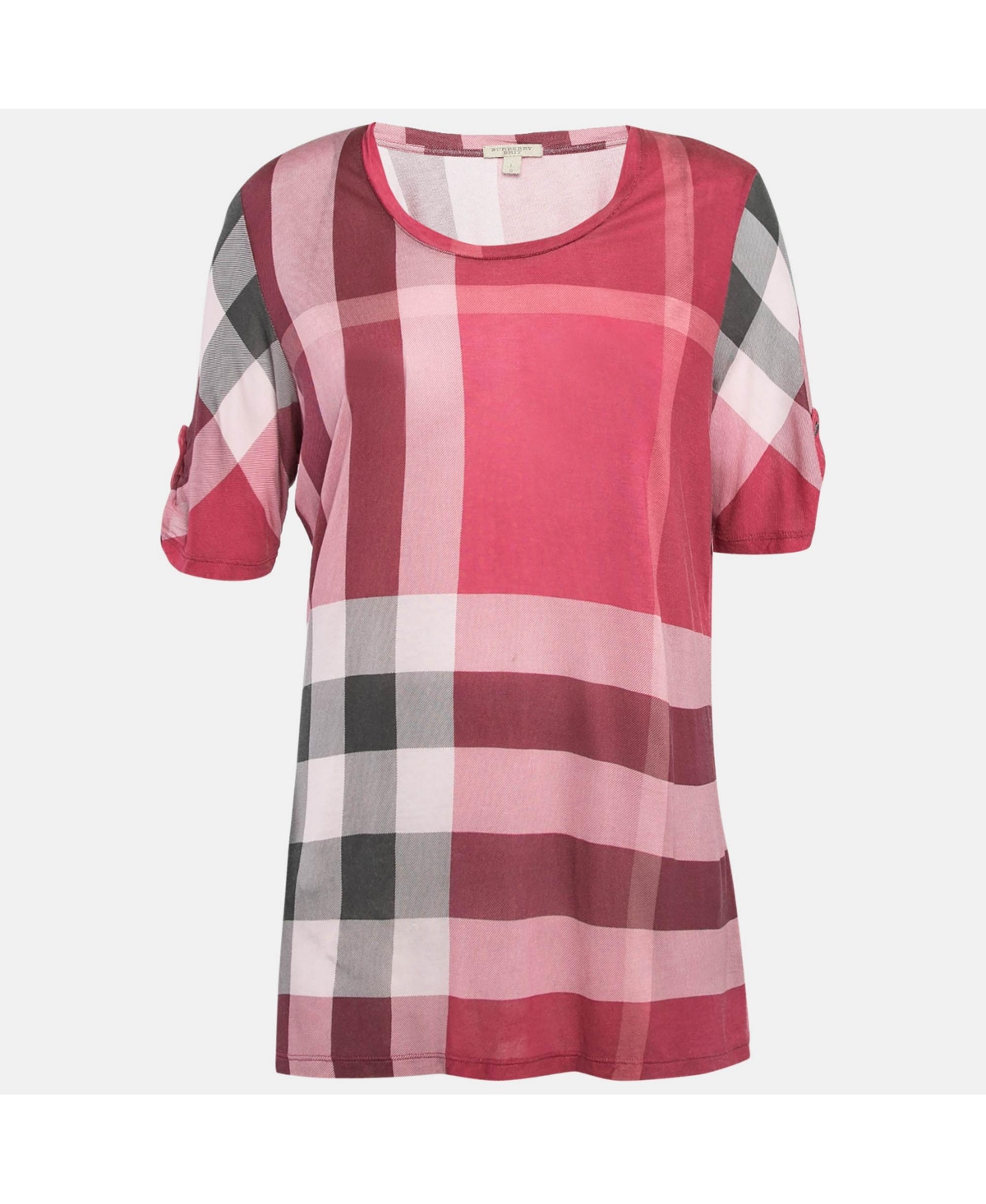 Pre-Owned Burberry Women's Brit Pink Plaid Modal Jersey Top