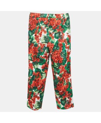 Women's Multicolor Floral Print Jacquard Trousers