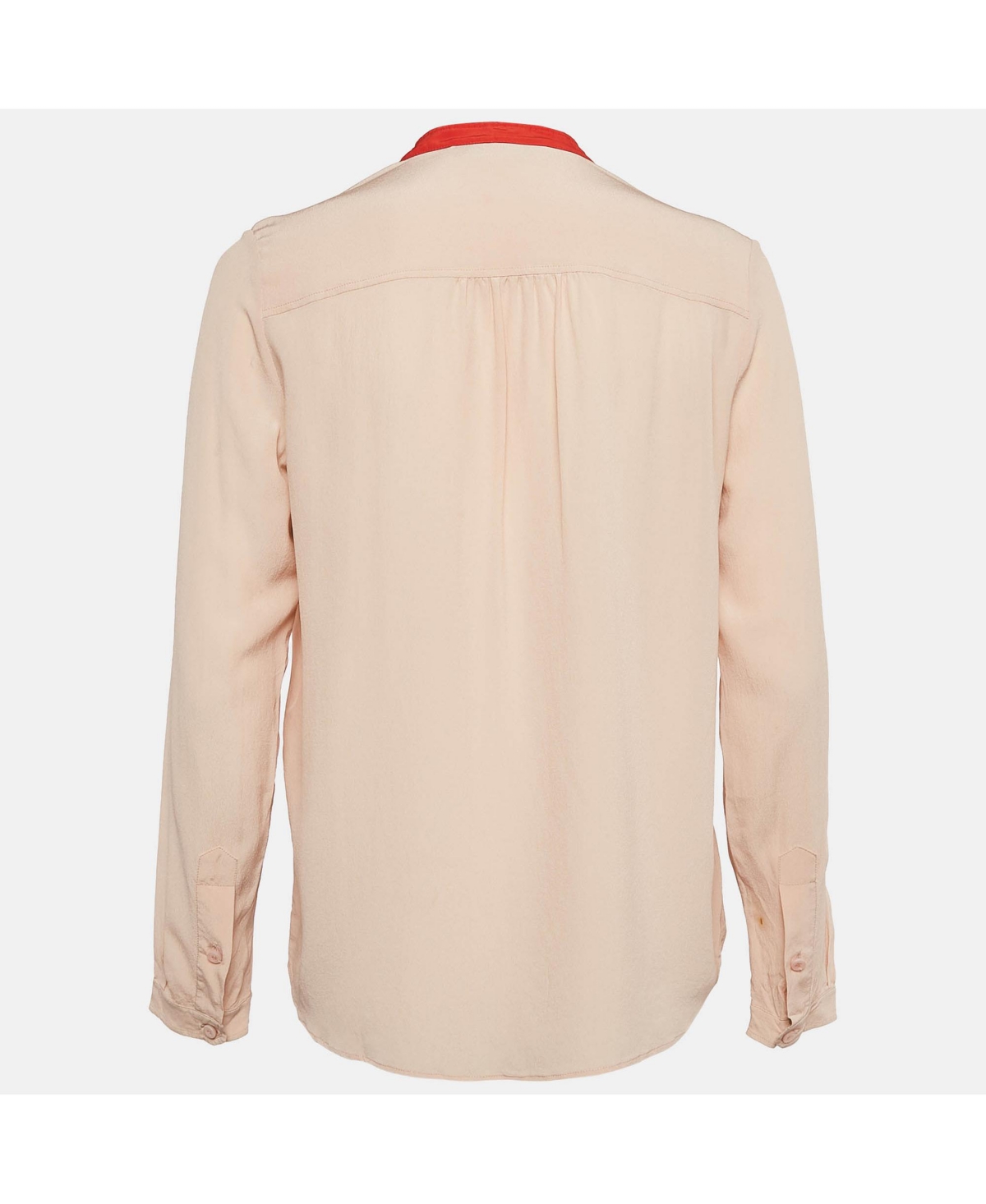 Pre-Owned Stella Mccartney Women's Pale Pink Silk Crepe Contrast Collar Detail Blouse