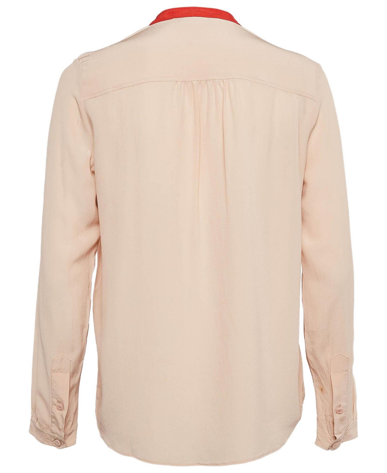 Women's Pale Pink Silk Crepe Contrast Collar Detail Blouse