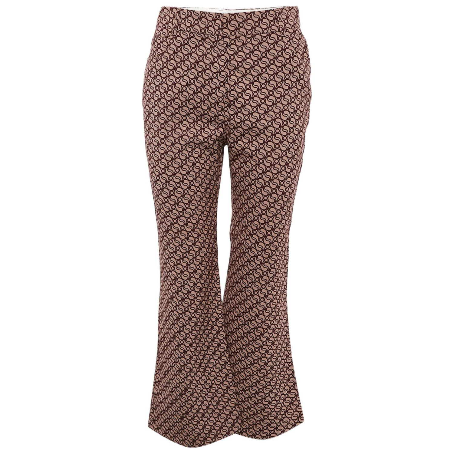 Women's Pink/red Jacquard Wide Leg Pants