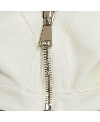Women's White Leather Bralette Crop Top