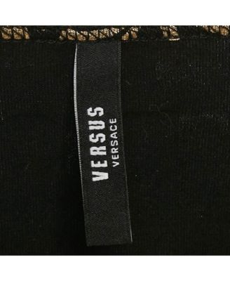 Women's Pre-Owned Versus Versace Black Metallic Print Cotton Crew Neck T-Shirt