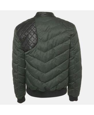 Men's Pre-Owned Versus Versace Green Synthetic Zip-Up Quilted Down Jacket