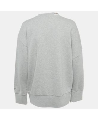 Women's Black Studded Logo Cotton Knit Oversized Sweatshirt