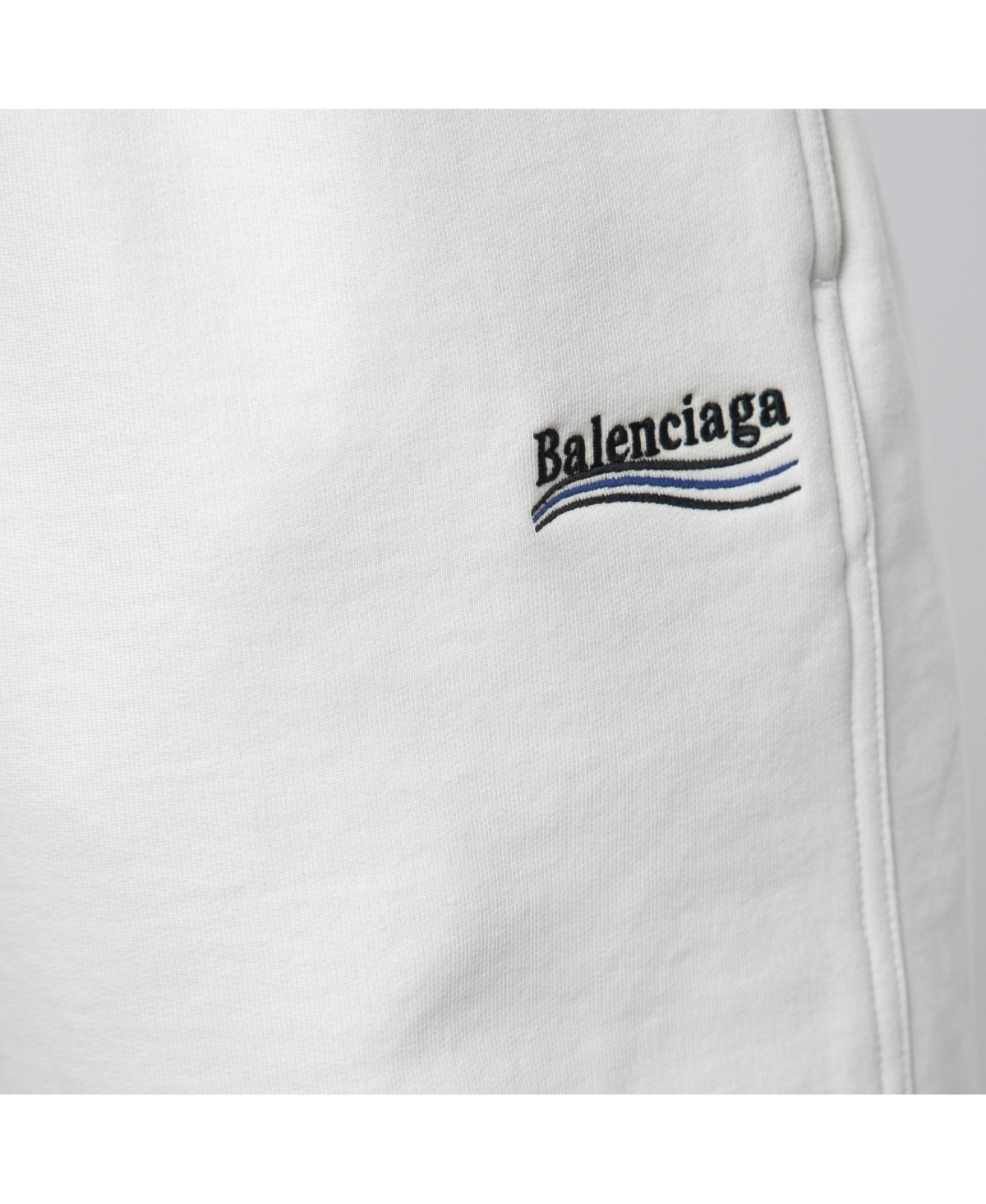Pre-Owned Balenciaga Men's White Logo Embroidered Cotton Shorts