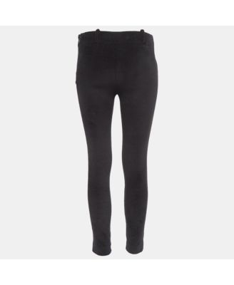 Women's Black Textured Corduroy Slim Fit Trousers
