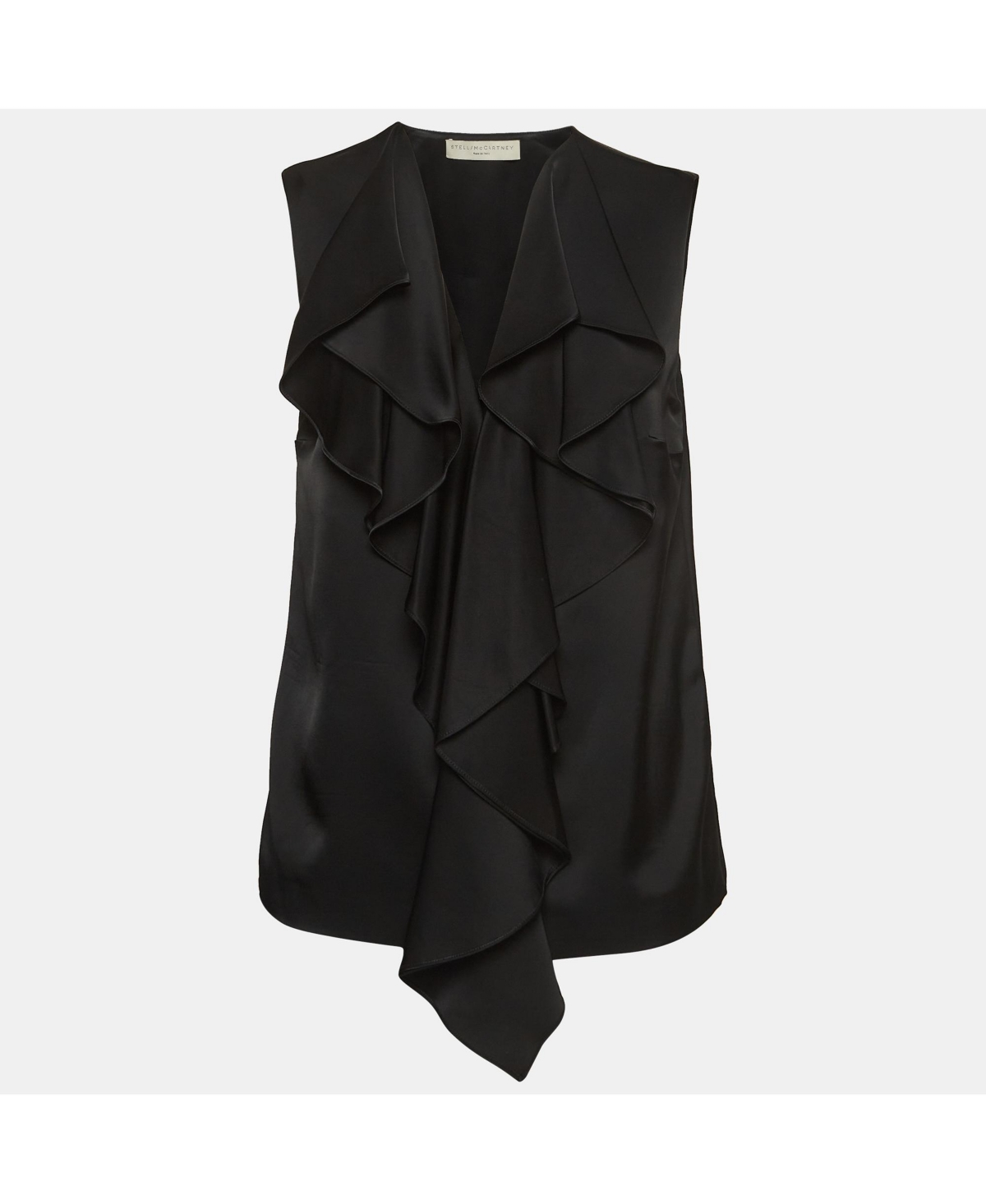 Pre-Owned Stella Mccartney Women's Black Crepe Fringe Detail Sleeveless Top