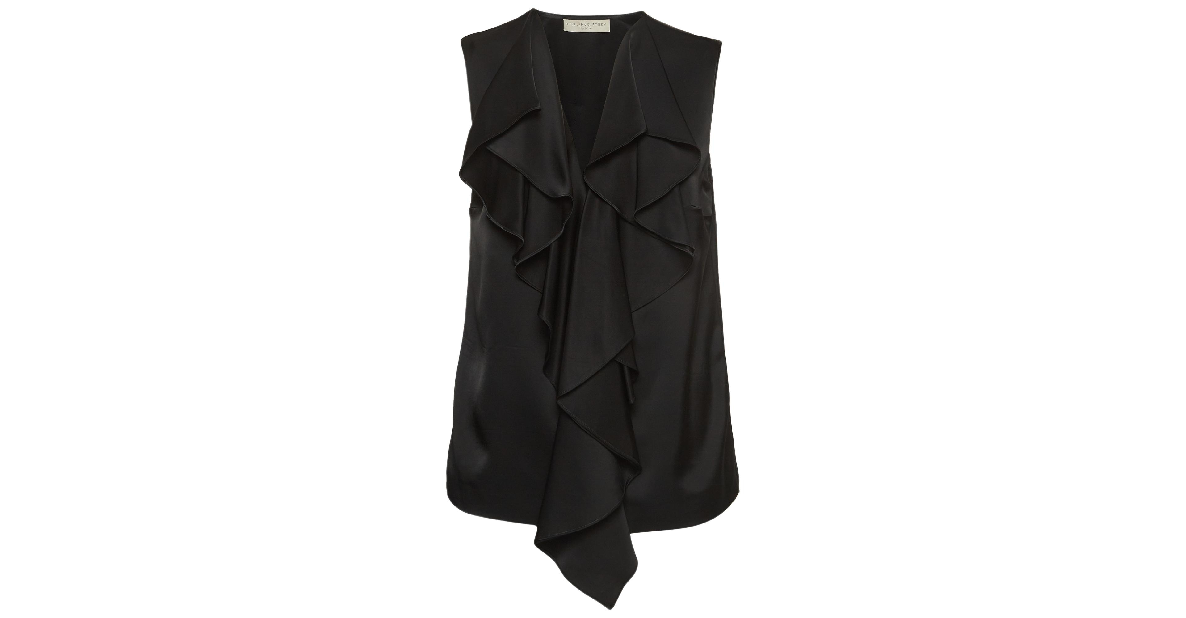 Pre-Owned Stella Mccartney Women's Black Crepe Fringe Detail Sleeveless Top