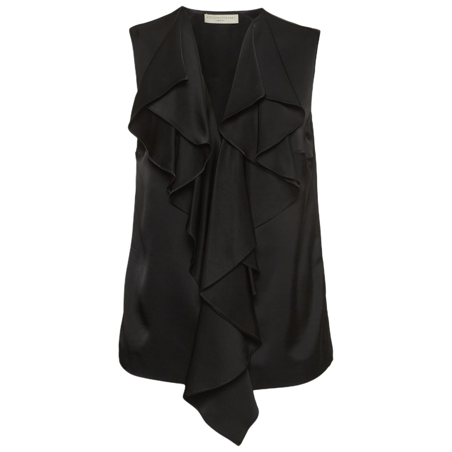Women's Black Crepe Fringe Detail Sleeveless Top