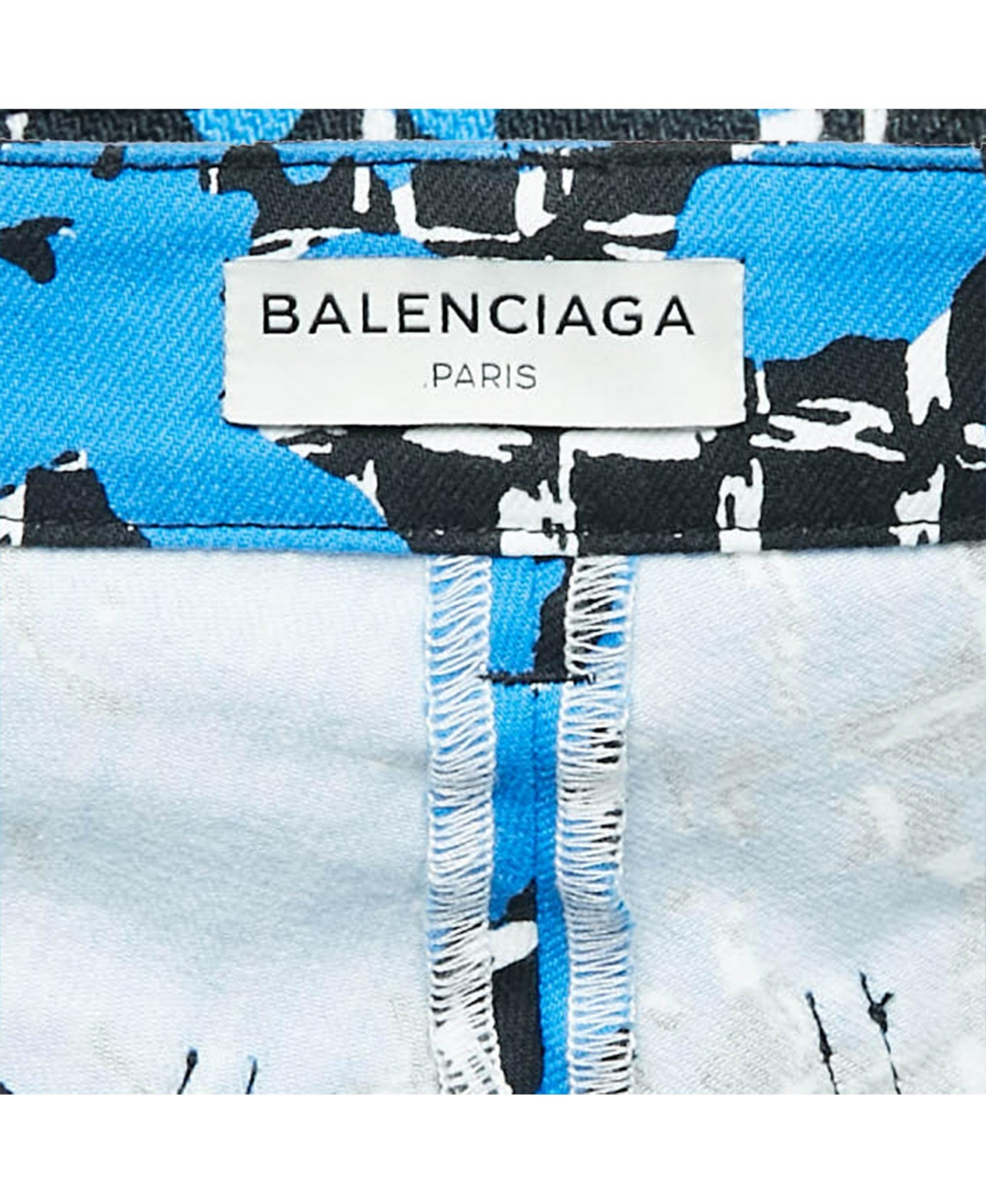 Pre-Owned Balenciaga Women's Blue Printed Denim Skinny Jeans