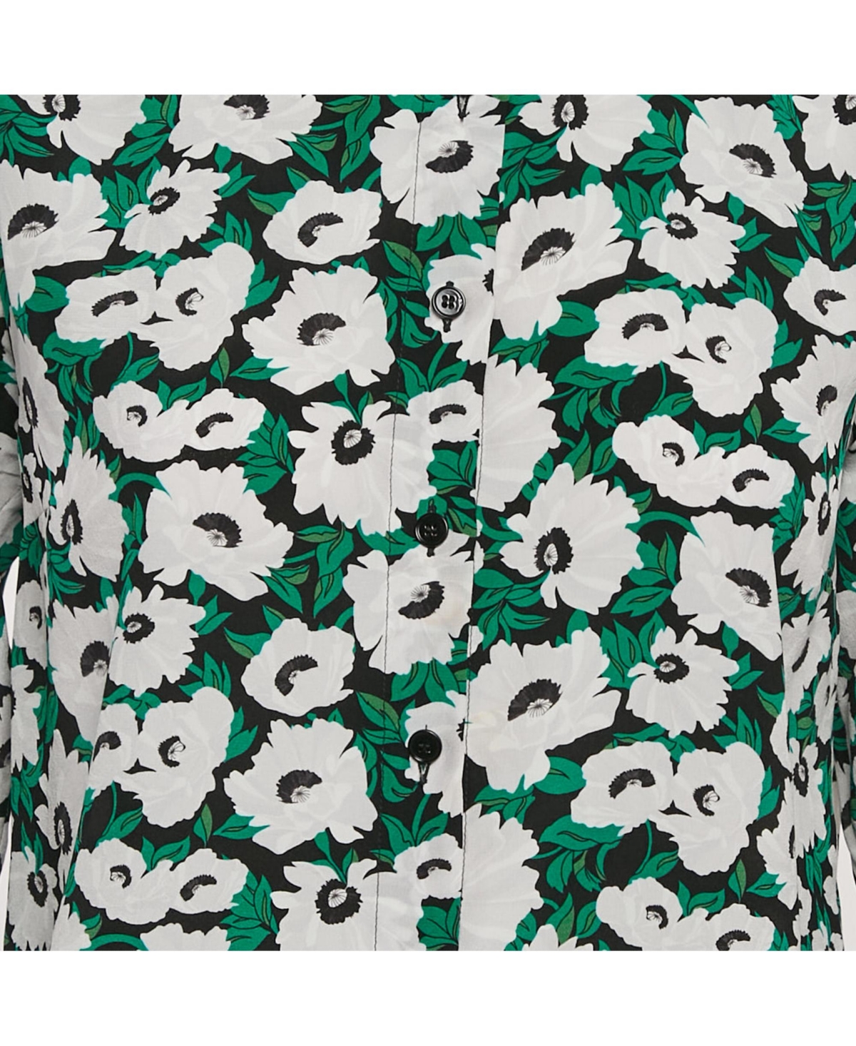 Pre-Owned Stella Mccartney Women's Green Floral Print Silk Long Sleeve Shirt