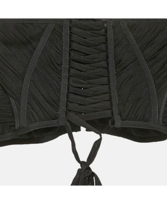 Women's Black Tulle Lace-Up Corset Top