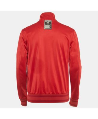 Men's Red Jersey Logo Applique Zip-Up Jacket