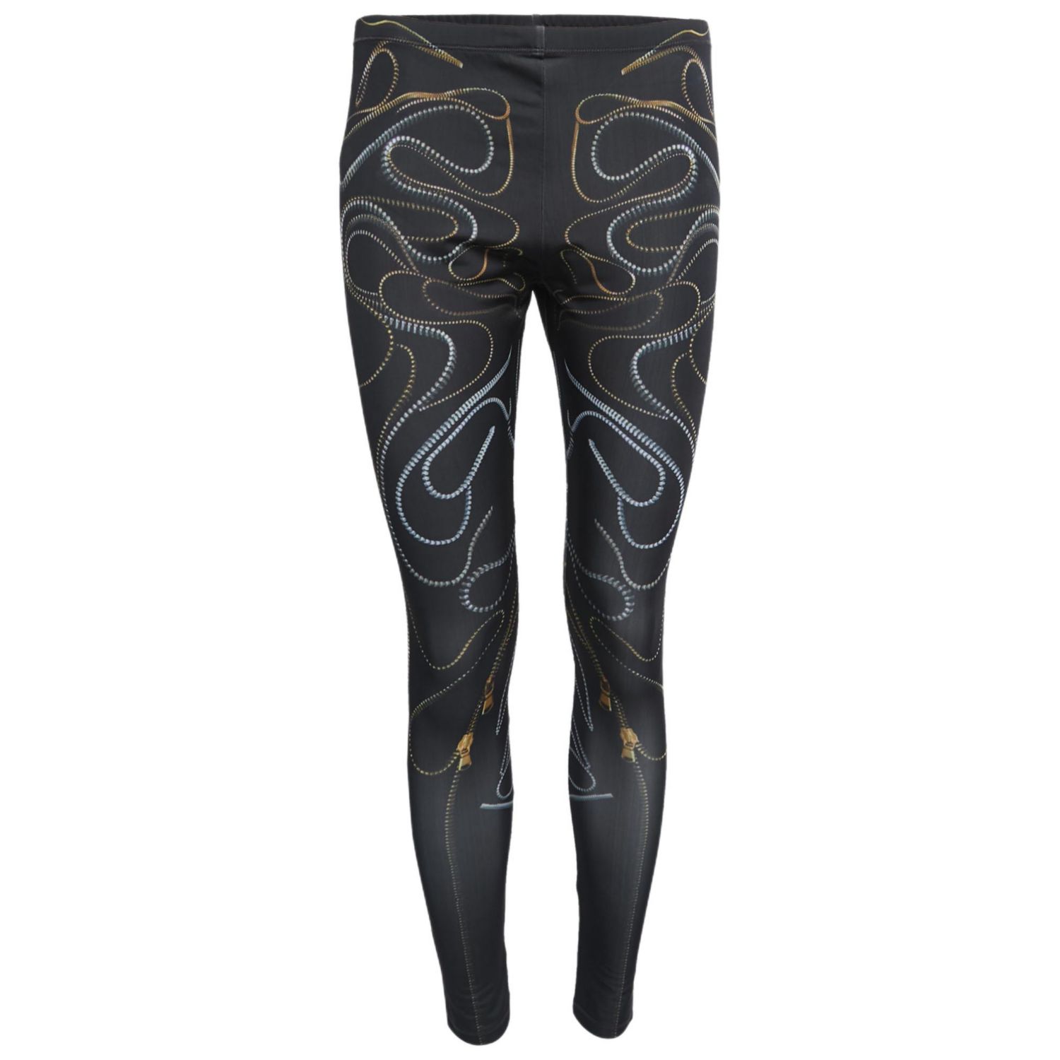 Women's Black Zipper Print Jersey Leggings