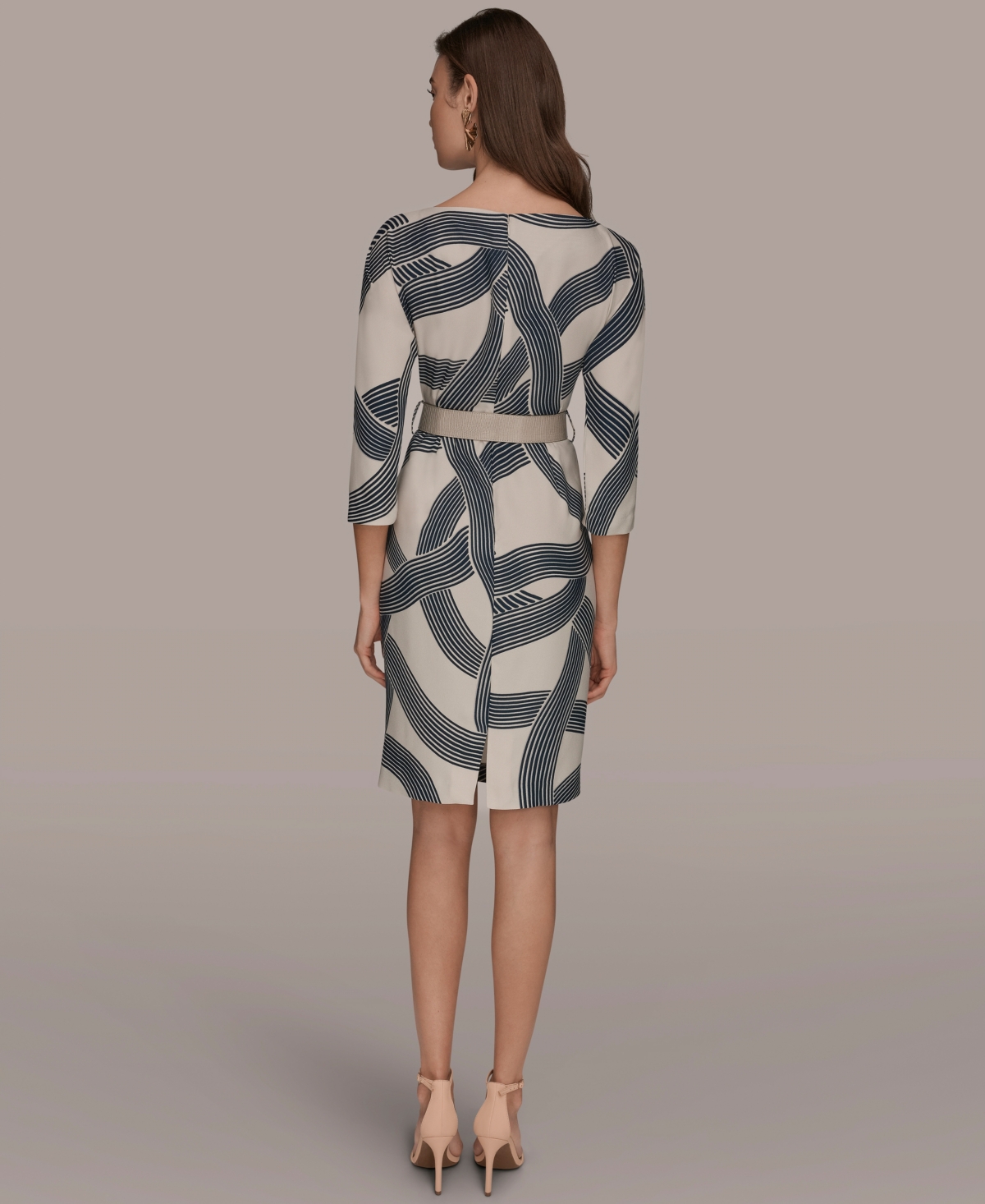 Donna Karan New York Women's Abstract Print Belted Sheath Dress
